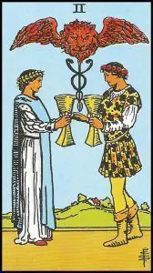 Dos de copas en el Tarot Rider Waite