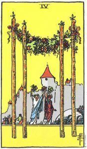 4 de bastos en el Tarot Rider Waite simbología y significado