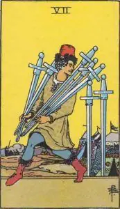 Siete de espadas en el Tarot Rider Waite