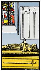 cuatro de espadas en el Tarot Rider Waite