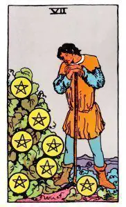 Siete de Oros en el Tarot Rider Waite