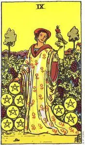 Nueve de Oros en el Tarot Rider Waite