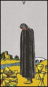 Cinco de Copas en el Tarot Rider Waite
