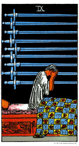 Nueve de Espadas Tarot Rider Waite
