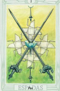 dos de espadas en el tarot Thoth