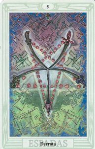 cinco de espadas en el Tarot de Thoth