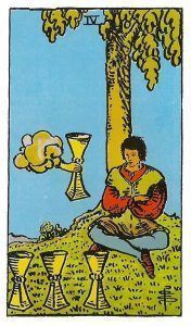 Cuatro de Copas en el Tarot Rider Waite