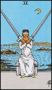 dos de espadas en el Tarot Rider Waite