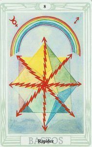 ocho de bastos en el Tarot de Thoth. Significado y simbolismo