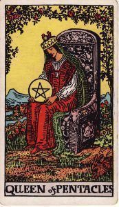 Reina de Oros en el Tarot Rider Waite