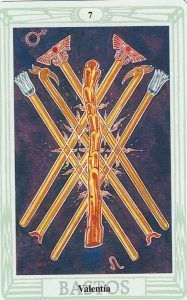 Siete de Bastos en el Tarot de Thoth. Significado y simbología.