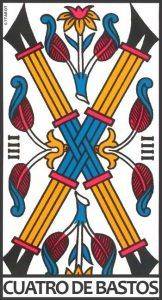 Significado y simbolismo del Cuatro de Bastos en el Tarot de Marsella