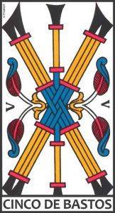 El Cinco de Bastos Tarot de marsella. Significado