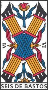 Significado y simbolismo del seis de bastos en el Tarot de Marsella