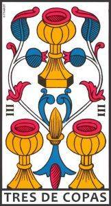 Significado y simbolismo del Tres de Copas en el Tarot de Marsella