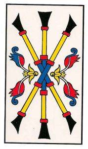 Signifiacado y simbología del Tres de Bastos en el Tarot de Marsella