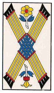 Ocho de Bastos tarot Marsella