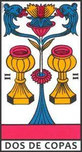 Dos de copas en el Tarot de Marsella