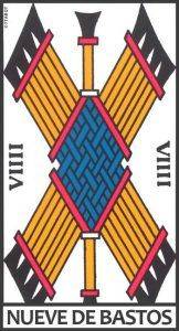 Nueve de Bastos Tarot de Marsella