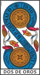 Dos de Oros en el Tarot de Marsella