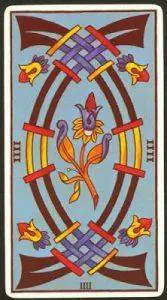 Cuatro de Espadas en el Tarot de Marsella