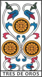 Tres de Oros en el Tarot de Marsella