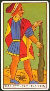 Sota de Bastos en el Tarot de Marsella