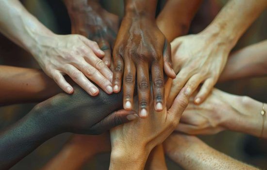 hands-different-skin-color-ethnicities-coming-together-sign-diversity